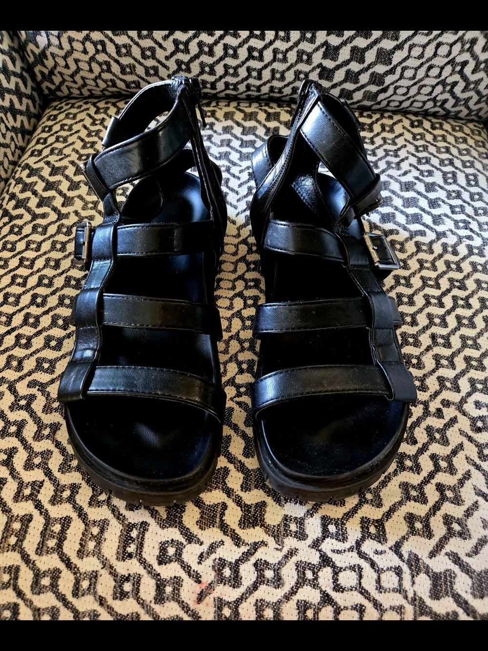 Mia Black Strappy Gladiator Sandals